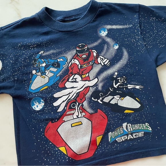 Vintage 90s Saban’s Power Rangers in Space All Over Print Graphic Tee 5-6 AOP - Picture 1 of 8